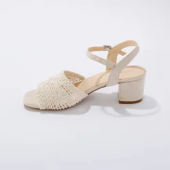 Sandalen met macramé-effect en hak