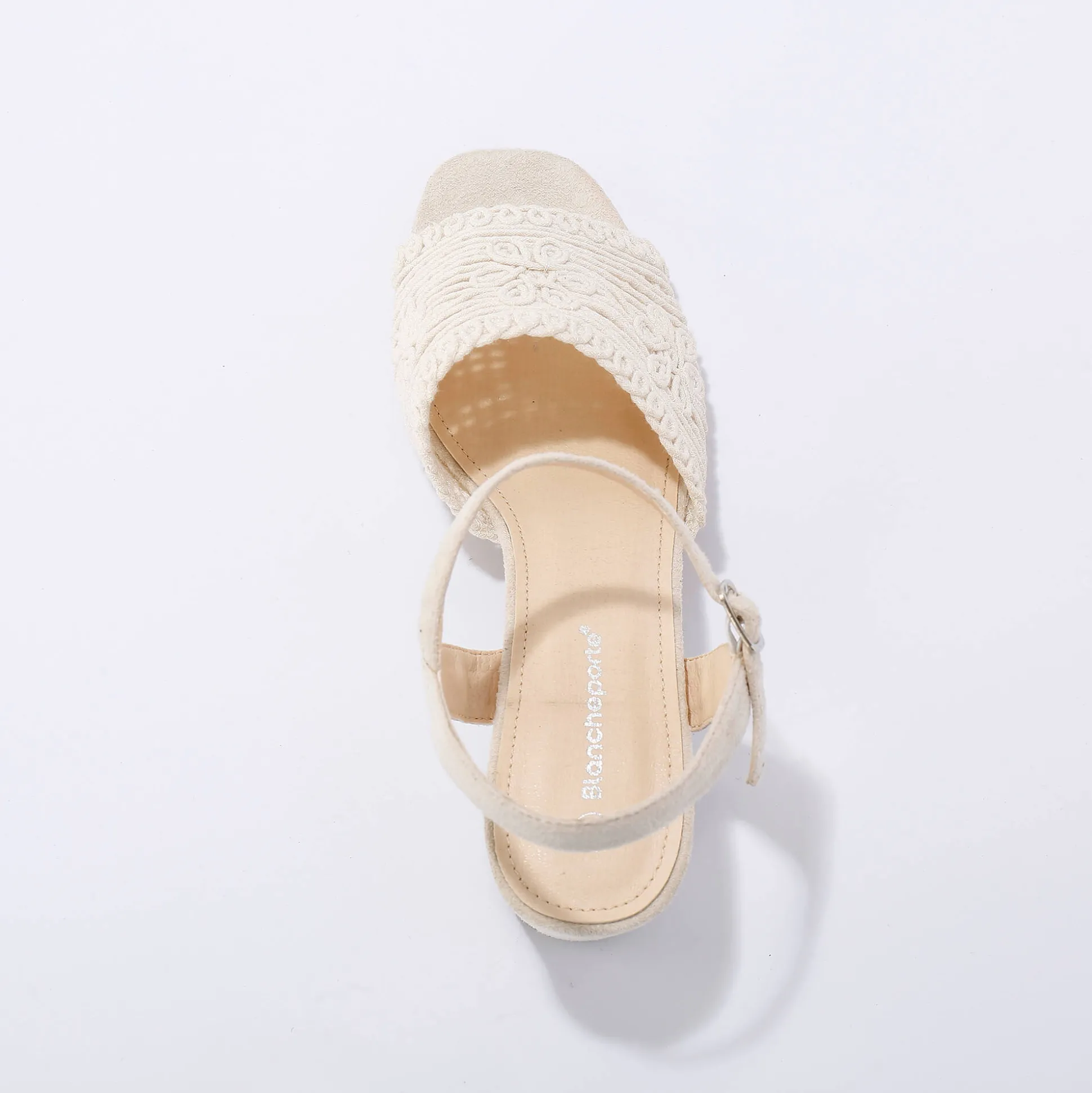 Sandalen met macramé-effect en hak