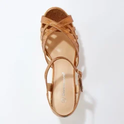 Sandalen met sleehak en gekruiste riempjes