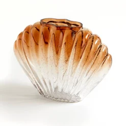 Schelp vaas in tweekleurig glas