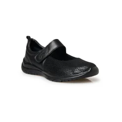 Schoenen met scratchriempje in leer en stretchstof