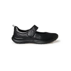 Schoenen met scratchriempje in leer en stretchstof