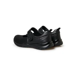 Schoenen met scratchriempje in leer en stretchstof