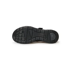 Schoenen met scratchriempje in leer en stretchstof