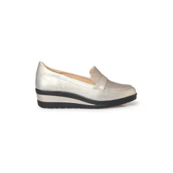 Schoenen met sleehak in 2 materialen