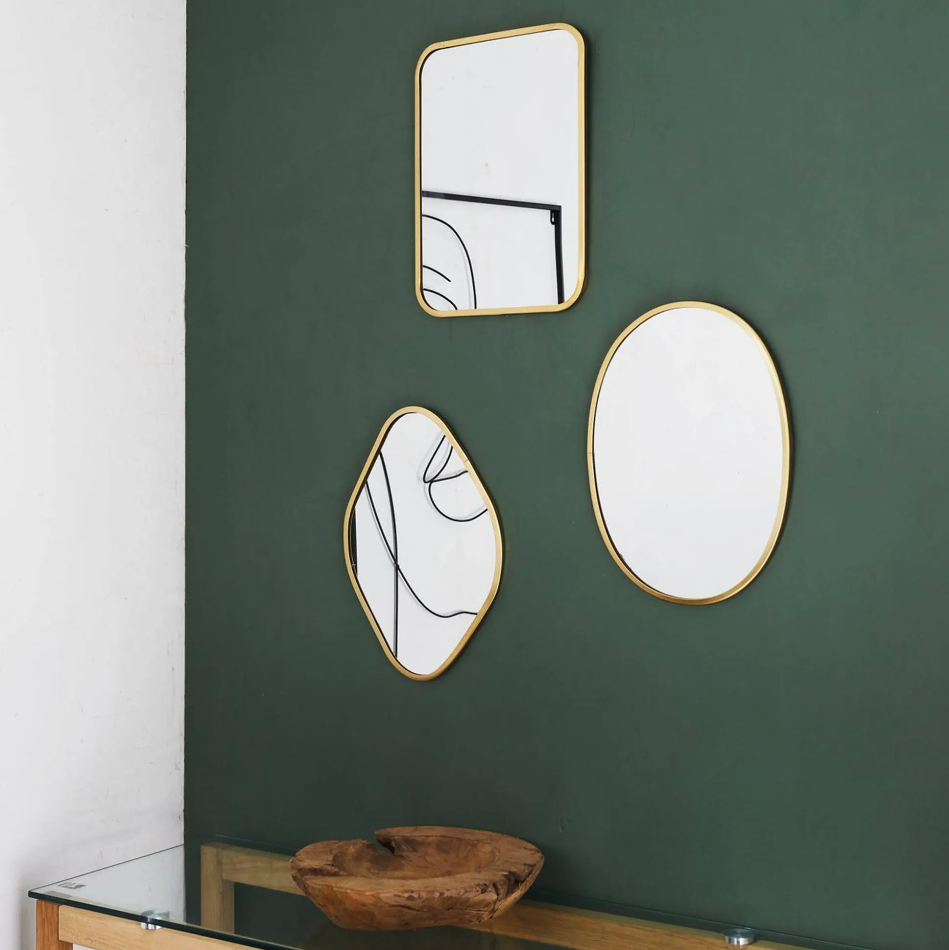 Set van 3 decoratieve spiegels