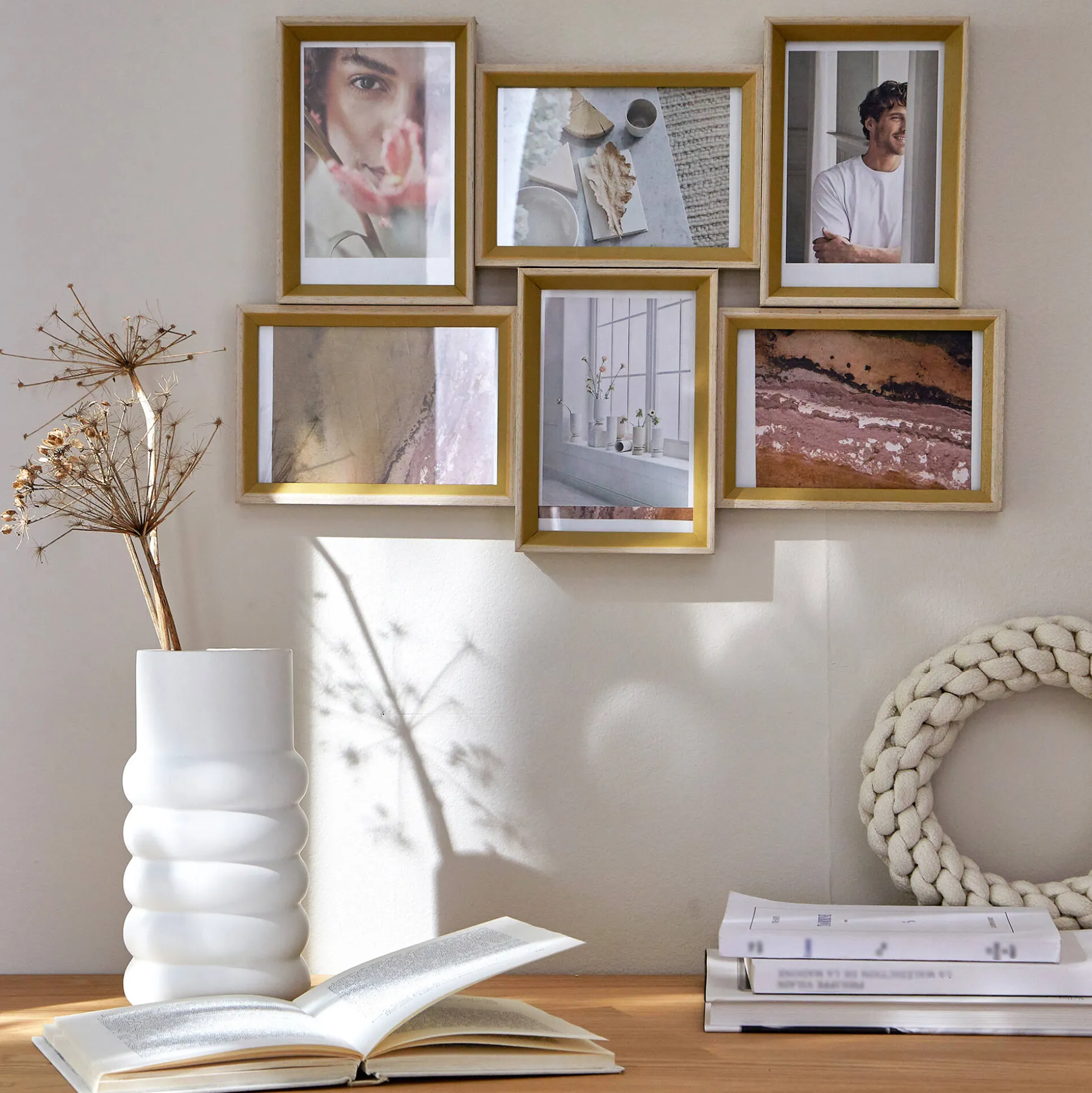 Set van 6 houten fotolijstjes