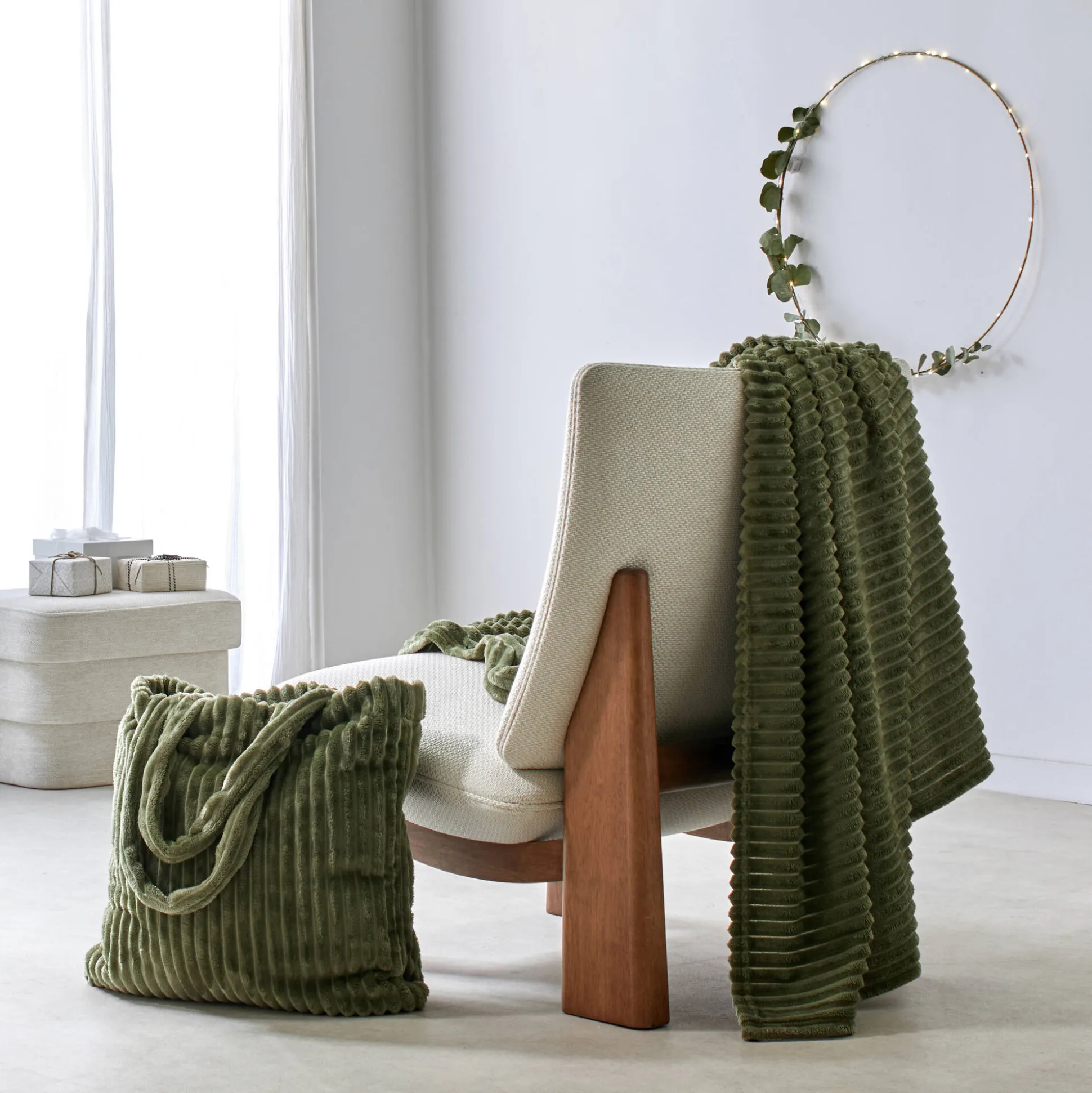 Set van plaid en tas in fleece