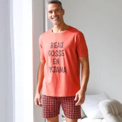 Shortama met ronde hals en letterprint