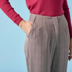 Slimbroek met ruitenprint, kleine lengtes
