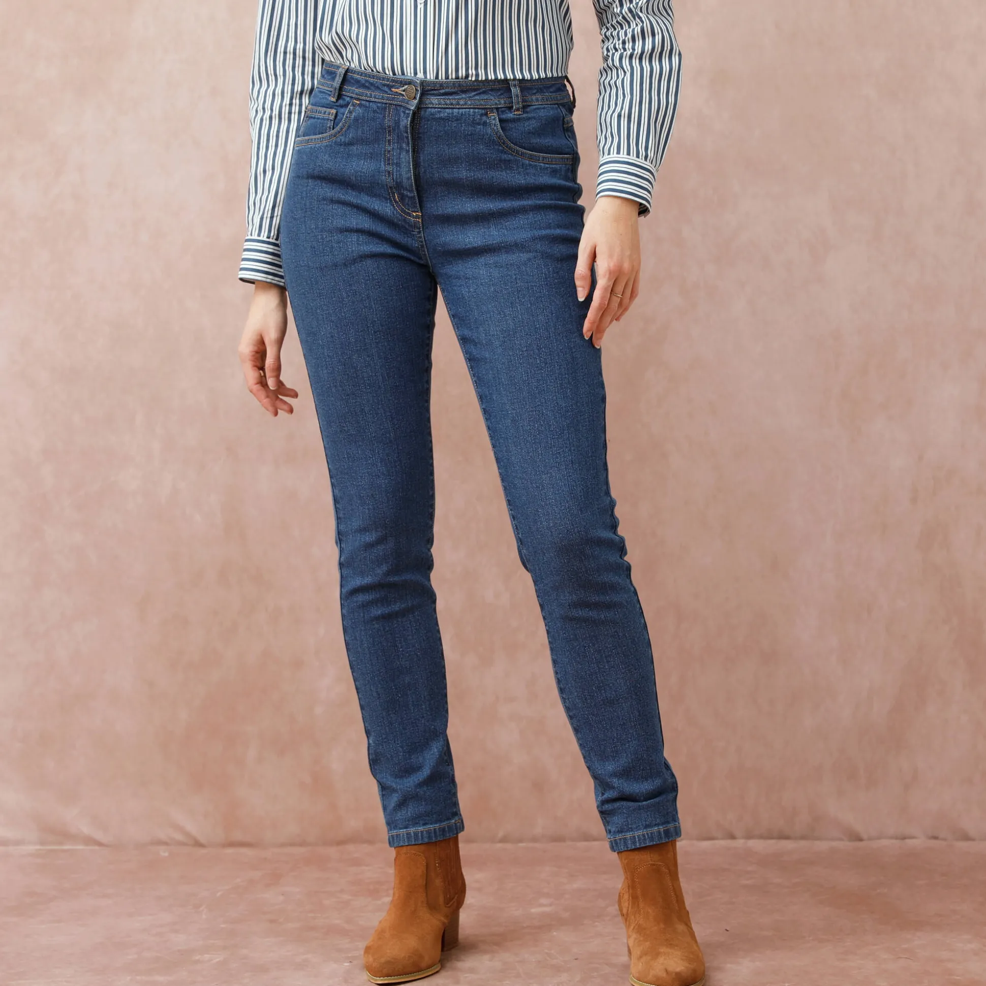 Slimjeans met hoge taille, ingekort model
