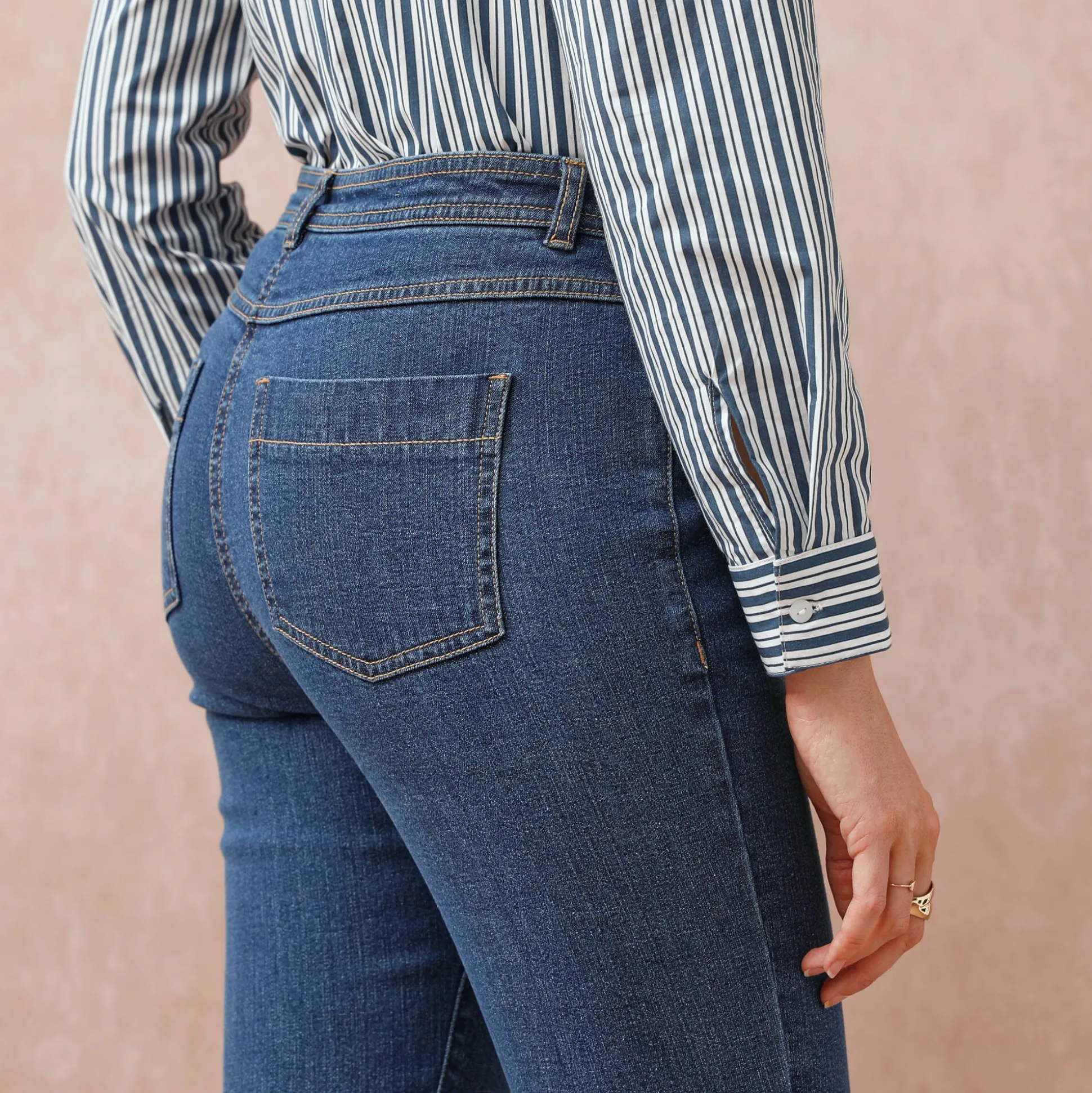 Slimjeans met hoge taille, ingekort model