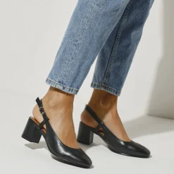 Slingback pumps in leer, LWG-gecertificeerd