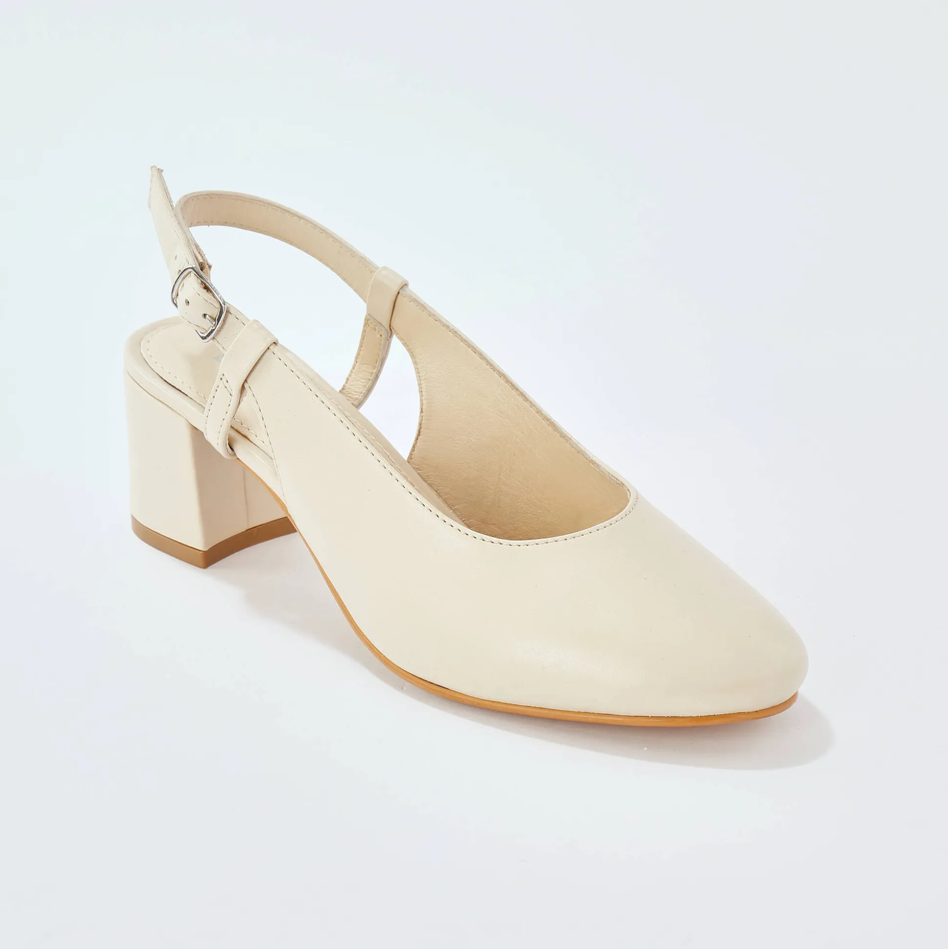 Slingback pumps in leer, LWG-gecertificeerd