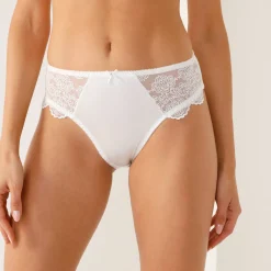 Slip in glanstricot en geborduurde tule - Caprera