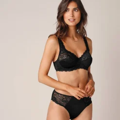 Slip in glanstricot en kant Avila - set van 2