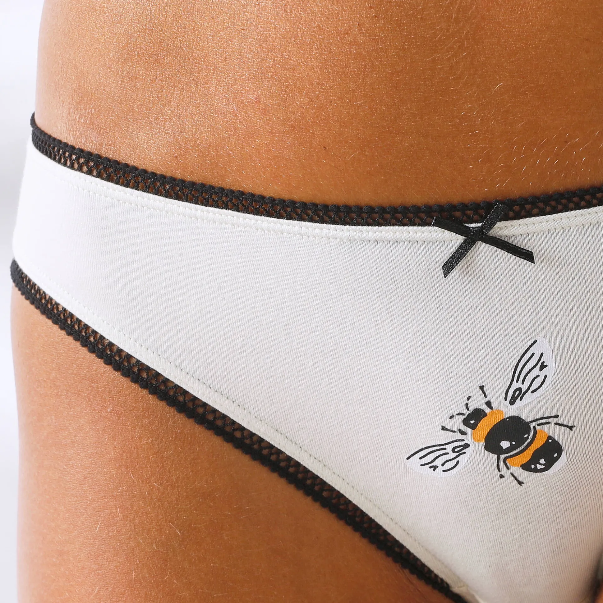 Slip in katoen bedrukt met bijpassende bijenmotieven - set van 4