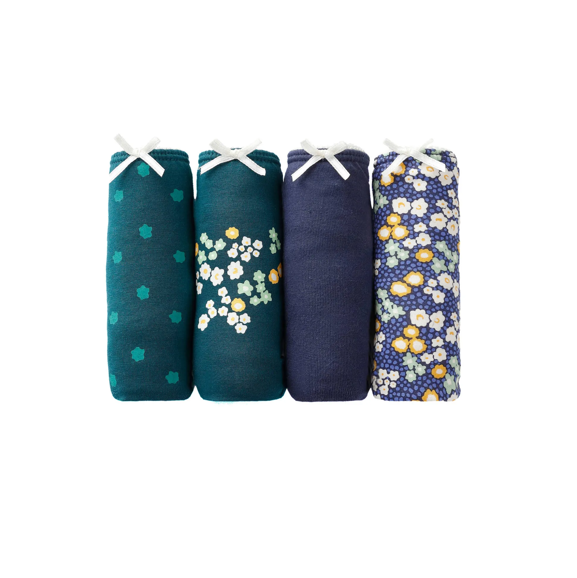 Slip in stretchkatoen met bloemenprint - set van 4