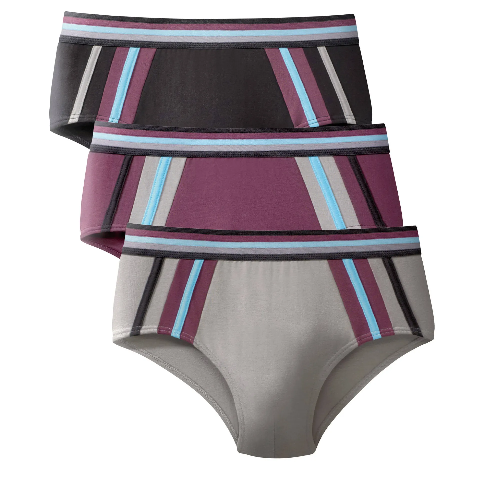 Slip met hoge taille en contrasterende strepen - set van 6