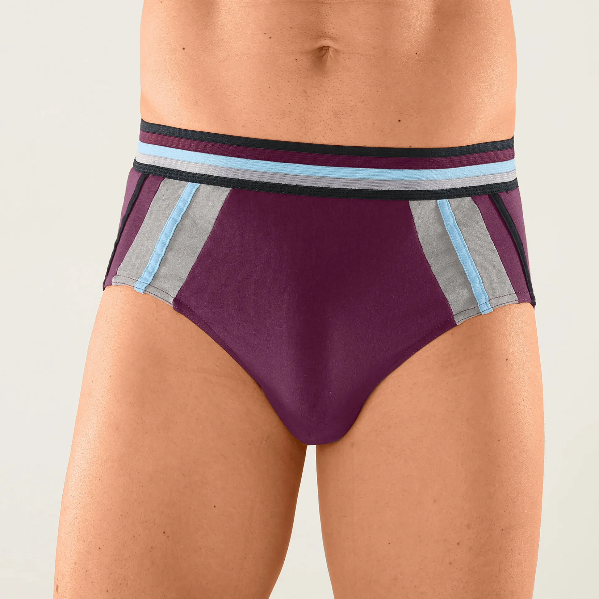 Slip met hoge taille en contrasterende strepen - set van 6