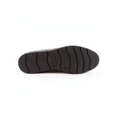 Slip-ons met sleehak, franjes en pompons - geruit/grijs