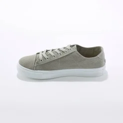Sneakers in canvas met veters en doorloopzool in platformstijl