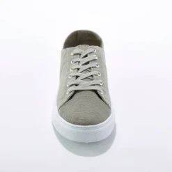 Sneakers in canvas met veters en doorloopzool in platformstijl