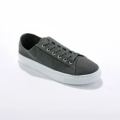 Sneakers in canvas met veters en doorloopzool in platformstijl