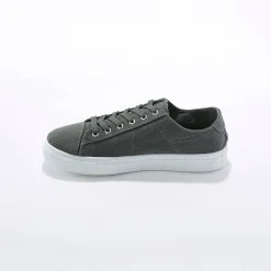 Sneakers in canvas met veters en doorloopzool in platformstijl