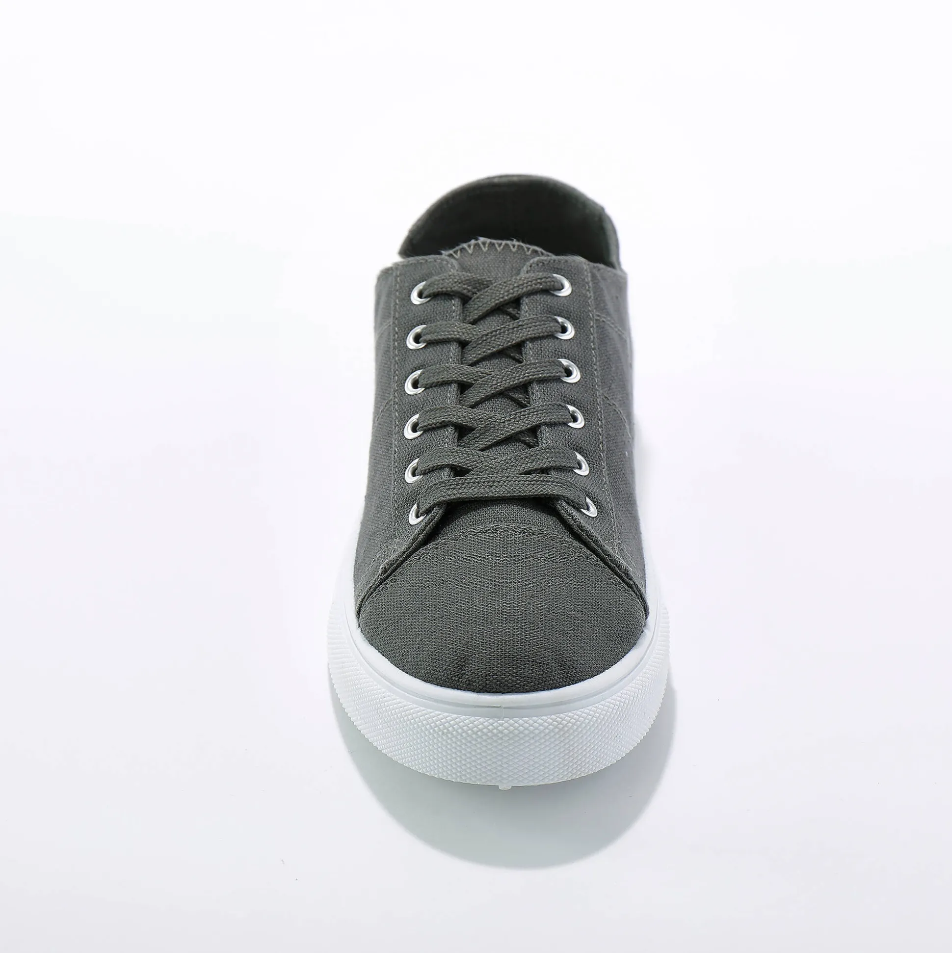 Sneakers in canvas met veters en doorloopzool in platformstijl