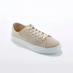 Sneakers in canvas met veters en doorloopzool in platformstijl