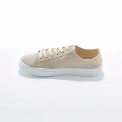 Sneakers in canvas met veters en doorloopzool in platformstijl