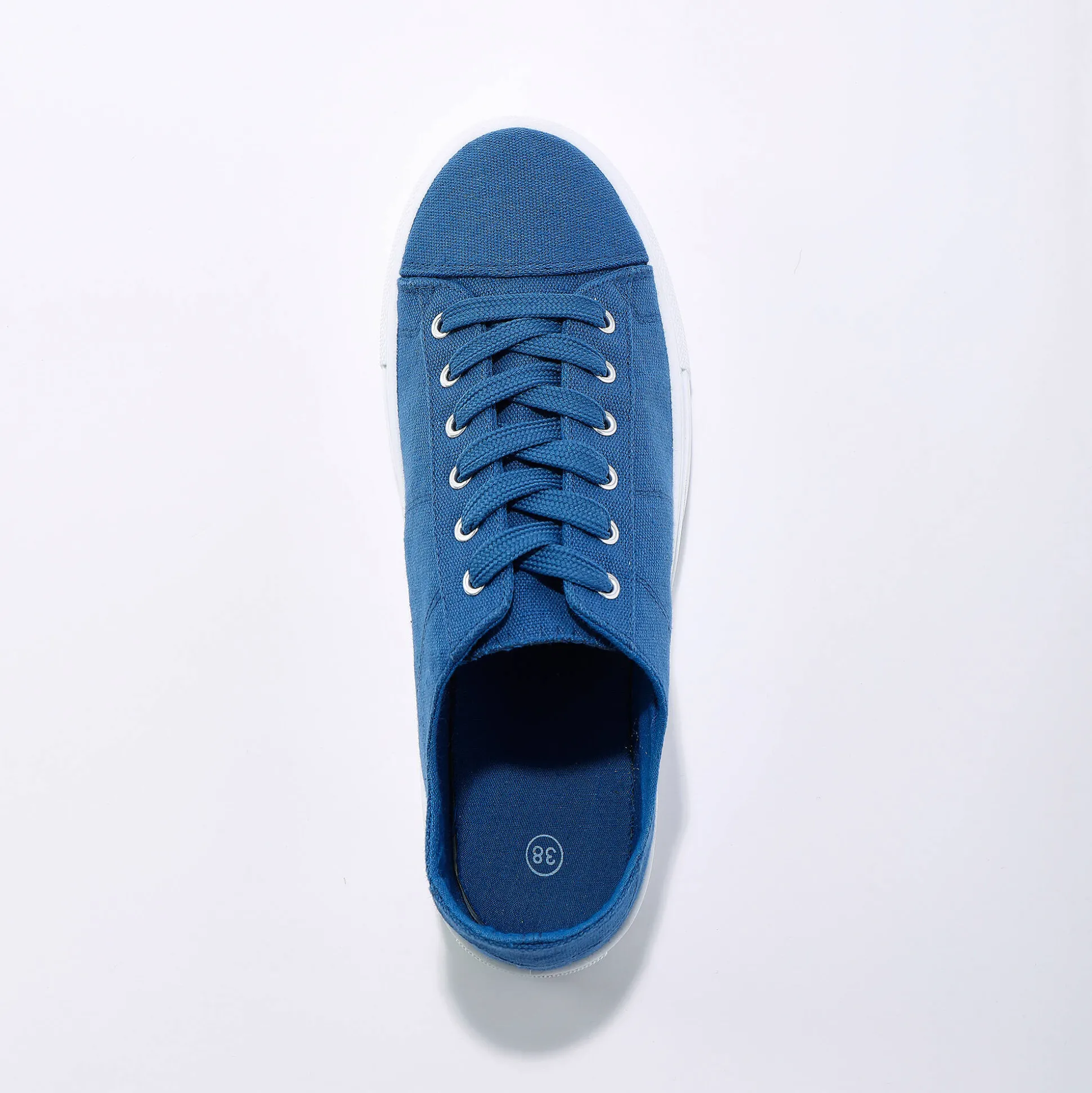 Sneakers in canvas met veters en doorloopzool in platformstijl