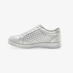 Sneakers in geperforeerd leer met rits