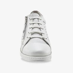 Sneakers in geperforeerd leer met rits