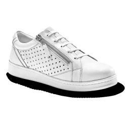 Sneakers in geperforeerd leer met rits