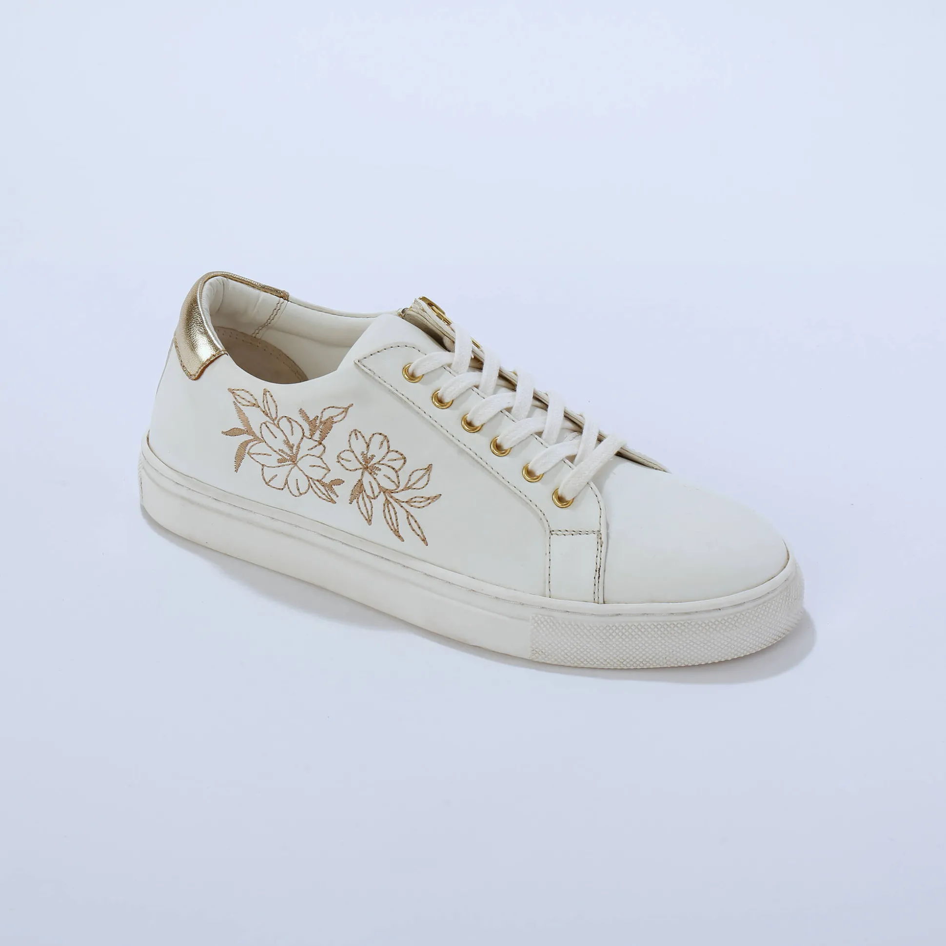 Sneakers met borduursel en rits