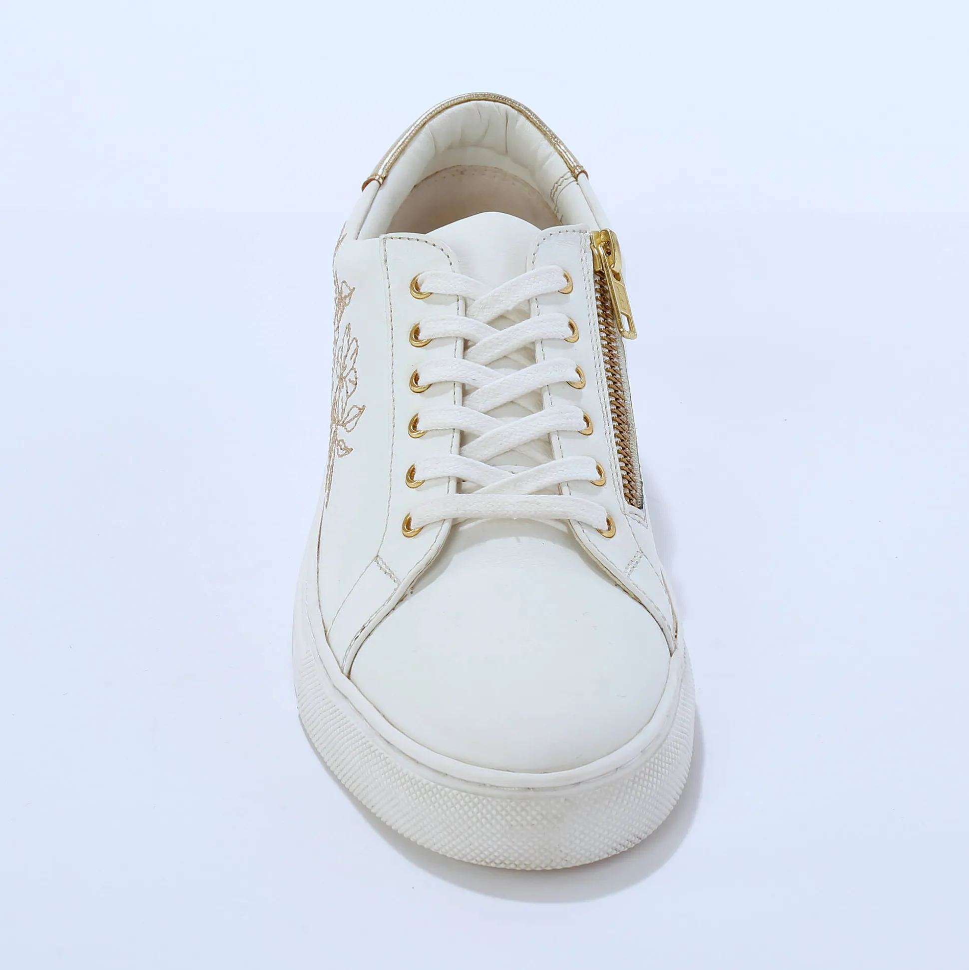 Sneakers met borduursel en rits