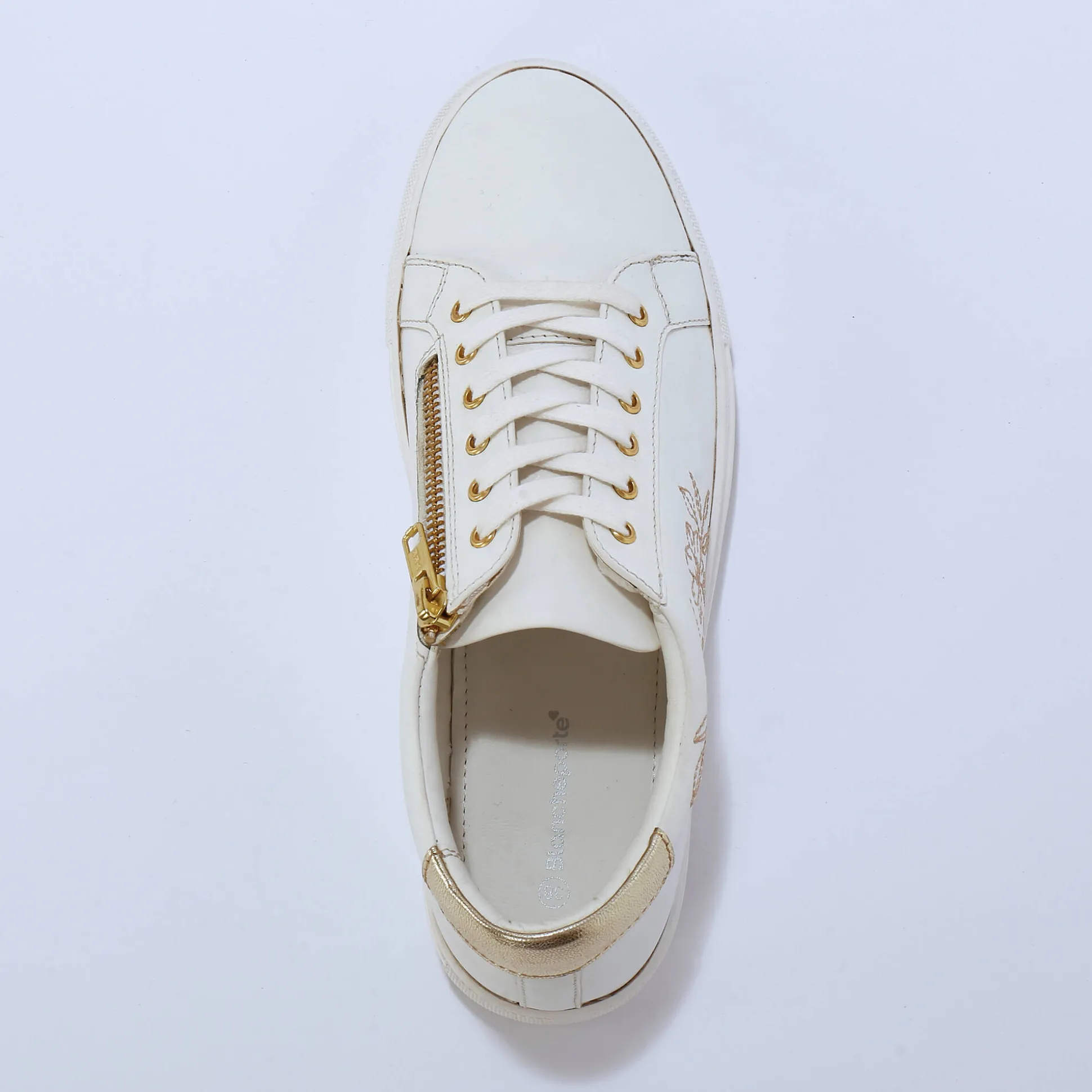 Sneakers met borduursel en rits