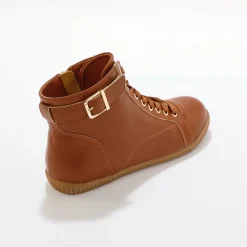 Sneakers met hoge schacht, rits en goudkleurige gesp