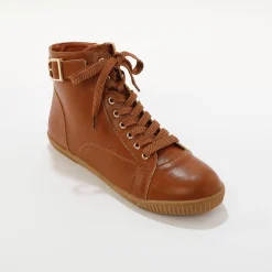 Sneakers met hoge schacht, rits en goudkleurige gesp