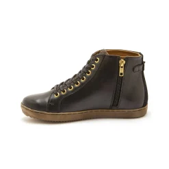 Sneakers met hoge schacht, met rits en vetersluiting, comfortbreedte, in leer - dames