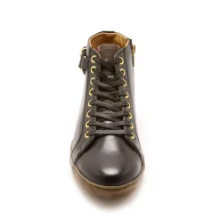 Sneakers met hoge schacht, met rits en vetersluiting, comfortbreedte, in leer - dames
