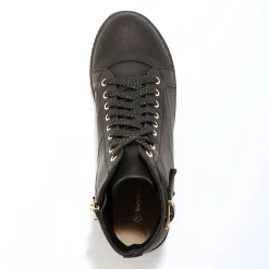 Sneakers met hoge schacht, rits en goudkleurige gesp