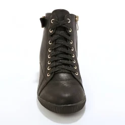 Sneakers met hoge schacht, rits en goudkleurige gesp