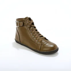 Sneakers met hoge schacht, rits en goudkleurige gesp