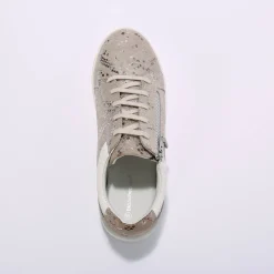 Sneakers met rits, in geperforeerd leer