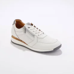 Sneakers met rits, in soepel leer met zool in 2 materialen