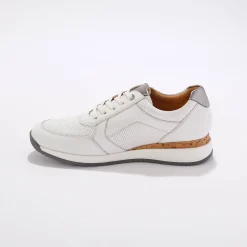 Sneakers met rits, in soepel leer met zool in 2 materialen