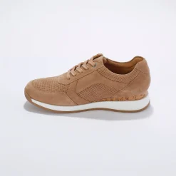 Sneakers met rits, in soepel leer met zool in 2 materialen